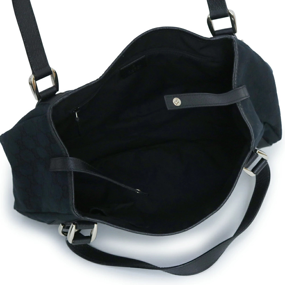 Gucci Leather Abbey GG Black Canvas Calfskin Handbag